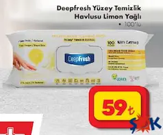 DEEPFRESH YÜZEY TEMİZLİK HAVLUSU LİMON YAĞLI 100'LÜ fiyat ve kampanya bilgisi